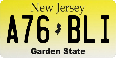 NJ license plate A76BLI