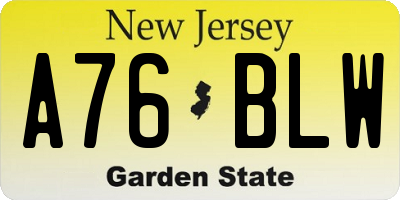 NJ license plate A76BLW