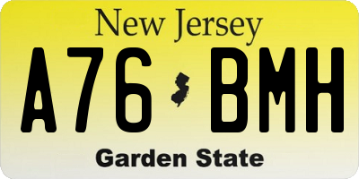 NJ license plate A76BMH