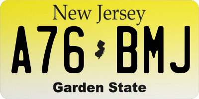 NJ license plate A76BMJ
