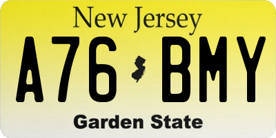 NJ license plate A76BMY