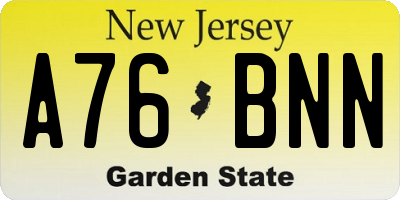 NJ license plate A76BNN