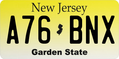 NJ license plate A76BNX