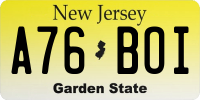 NJ license plate A76BOI