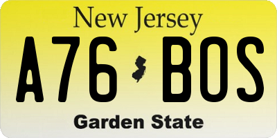 NJ license plate A76BOS