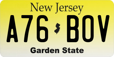 NJ license plate A76BOV
