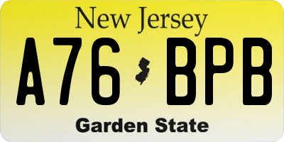 NJ license plate A76BPB