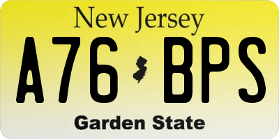 NJ license plate A76BPS