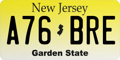 NJ license plate A76BRE
