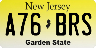 NJ license plate A76BRS