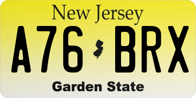 NJ license plate A76BRX