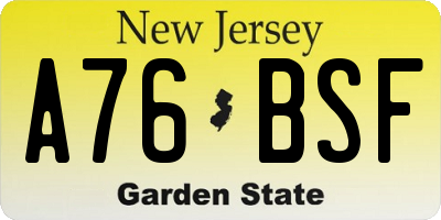 NJ license plate A76BSF