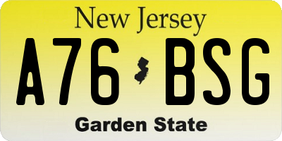 NJ license plate A76BSG