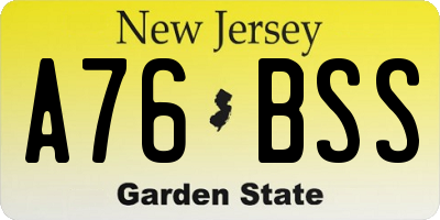 NJ license plate A76BSS