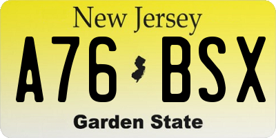 NJ license plate A76BSX