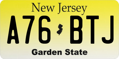 NJ license plate A76BTJ