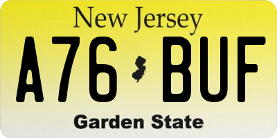 NJ license plate A76BUF