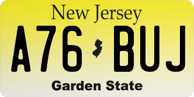 NJ license plate A76BUJ