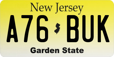 NJ license plate A76BUK