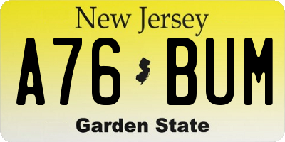 NJ license plate A76BUM