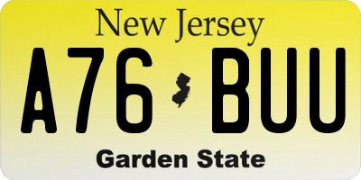 NJ license plate A76BUU