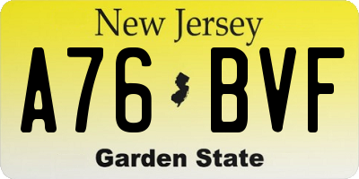 NJ license plate A76BVF
