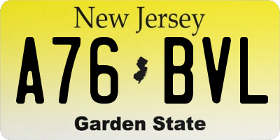 NJ license plate A76BVL