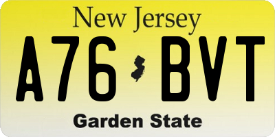 NJ license plate A76BVT
