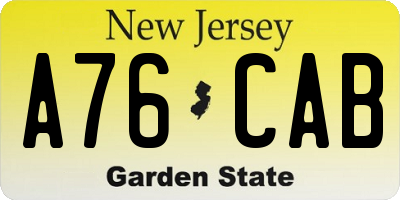 NJ license plate A76CAB