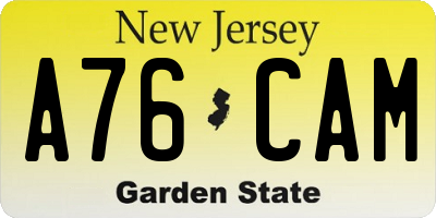 NJ license plate A76CAM