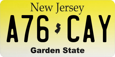 NJ license plate A76CAY