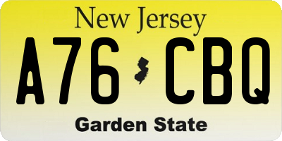 NJ license plate A76CBQ