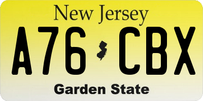 NJ license plate A76CBX