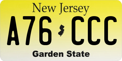 NJ license plate A76CCC
