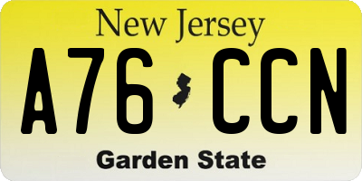 NJ license plate A76CCN