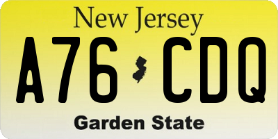 NJ license plate A76CDQ