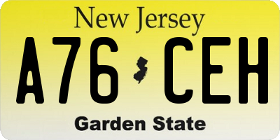 NJ license plate A76CEH