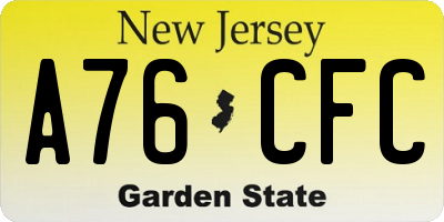 NJ license plate A76CFC
