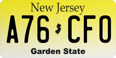 NJ license plate A76CFO