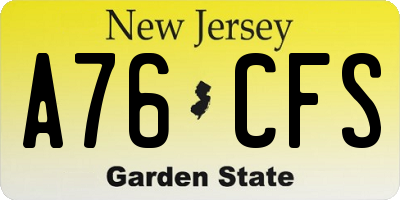 NJ license plate A76CFS