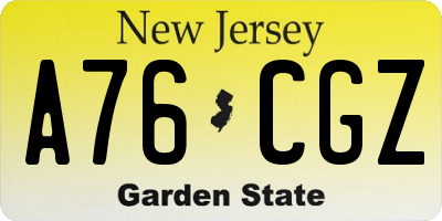 NJ license plate A76CGZ