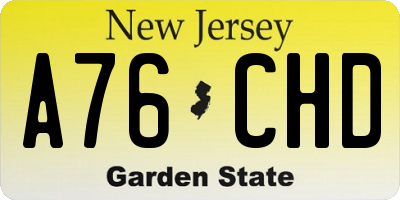NJ license plate A76CHD