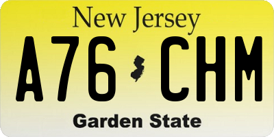 NJ license plate A76CHM