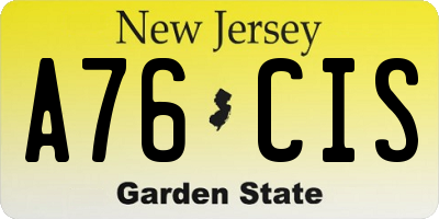 NJ license plate A76CIS