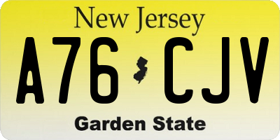 NJ license plate A76CJV