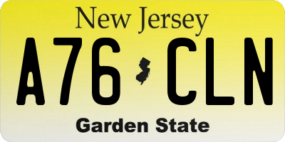NJ license plate A76CLN