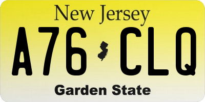 NJ license plate A76CLQ