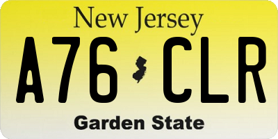 NJ license plate A76CLR