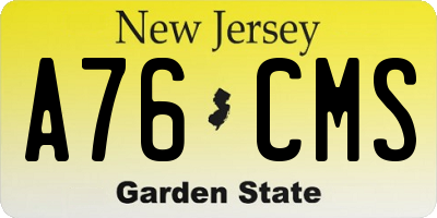 NJ license plate A76CMS