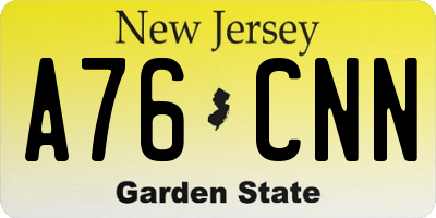 NJ license plate A76CNN